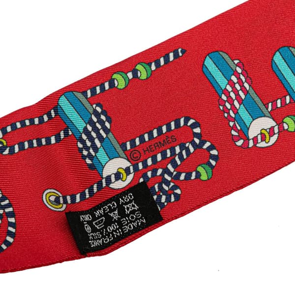 Pre-owned Hermès Cordages Silk Twilly Scarf Red