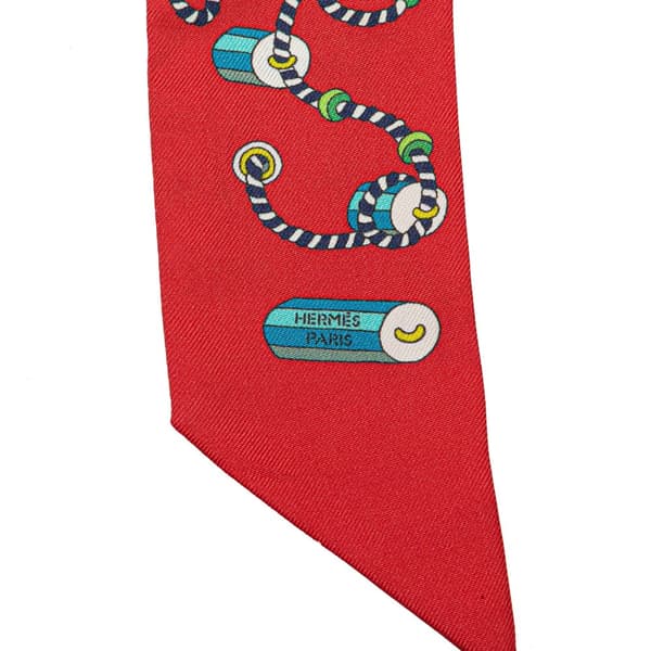 Pre-owned Hermès Cordages Silk Twilly Scarf Red