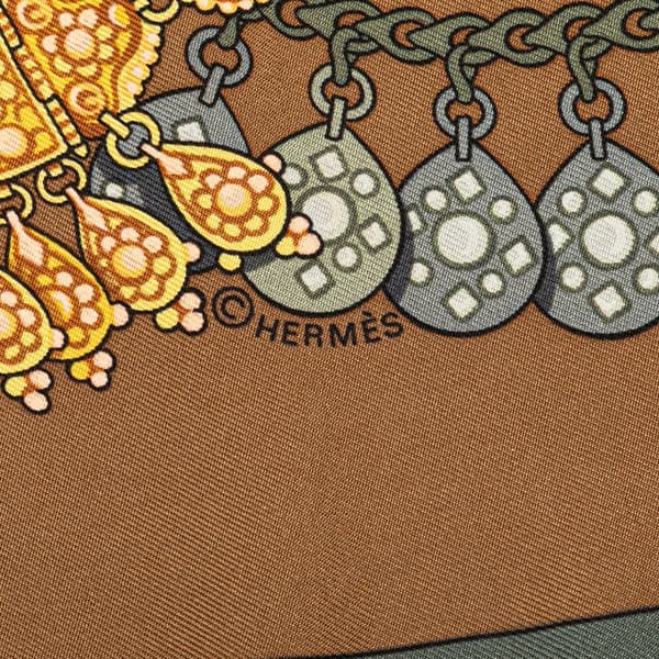 Pre-owned Hermès Kosmima Silk Scarf Brown