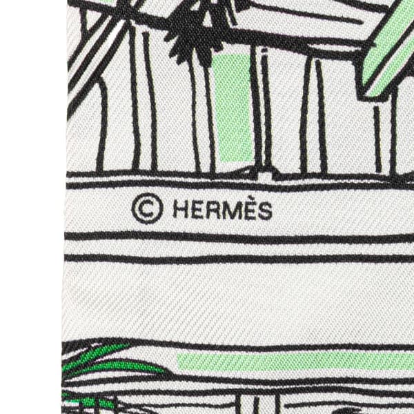 Pre-owned Hermès Rayures d'Ete Twilly Silk Scarf White