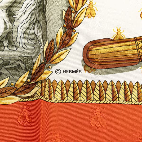 Pre-owned Hermès Napoleon Silk Scarf Orange