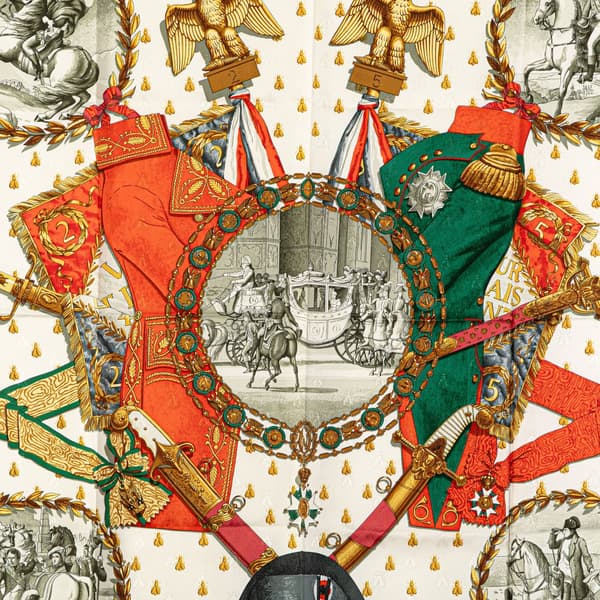 Pre-owned Hermès Napoleon Silk Scarf Orange
