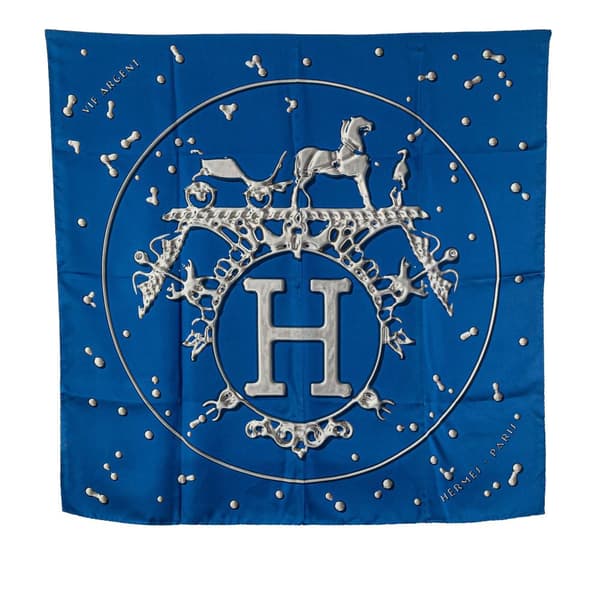 Pre-owned Hermès Vif Argent Silk Scarf Blue