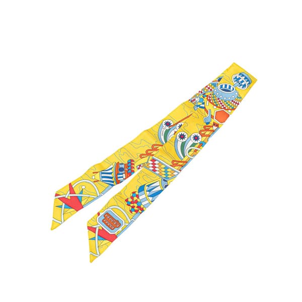 Pre-owned Hermès Odyssey Silk Twilly Scarf Yellow