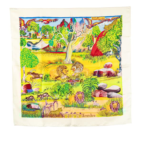 Pre-owned Hermès Nuba Mountain Silk Scarf Yellow