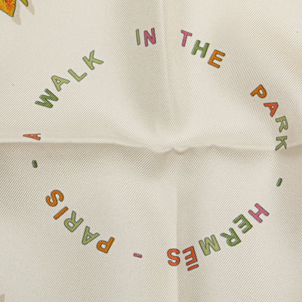 Pre-owned Hermès A Walk In The Park Silk Scarf White