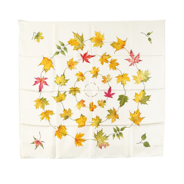 Pre-owned Hermès A Walk In The Park Silk Scarf White
