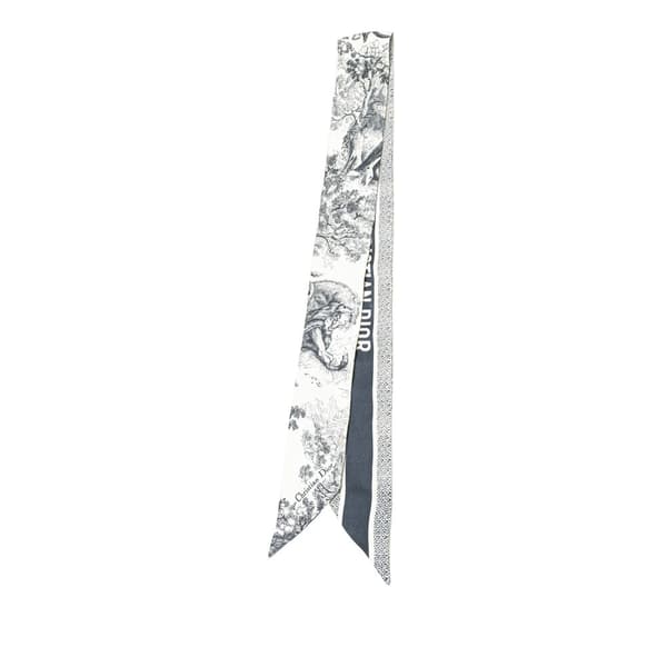 Pre-owned Dior Toile De Jouy Reverse Capri Mitzah Silk Twilly Scarf Blue