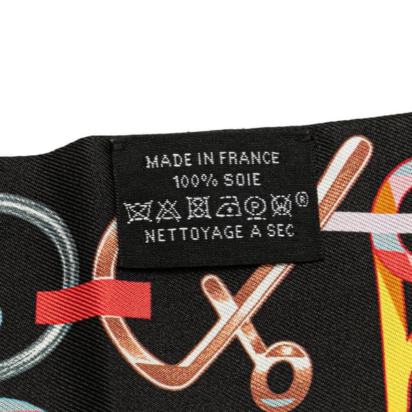 Pre-owned Hermès Do Re Boucles Silk Twilly Scarf Black