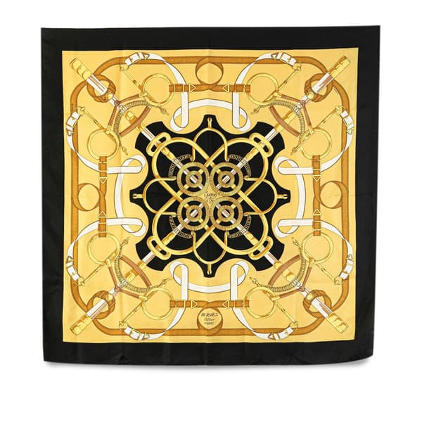 Pre-owned Hermès Eperon d Or Silk Scarf Black