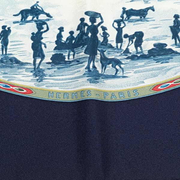 Pre-owned Hermès Cavaliers Peuls Silk Scarf Blue
