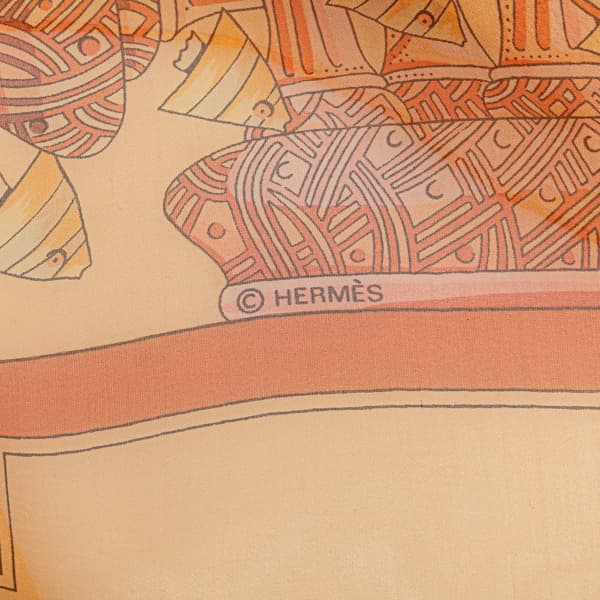 Pre-owned Hermès Recontre Oceane Chiffon Silk Scarf Brown