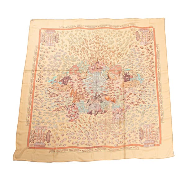Pre-owned Hermès Recontre Oceane Chiffon Silk Scarf Brown