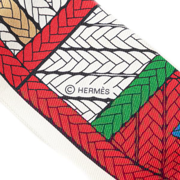 Pre-owned Hermès Tresses H Silk Twilly Scarf White