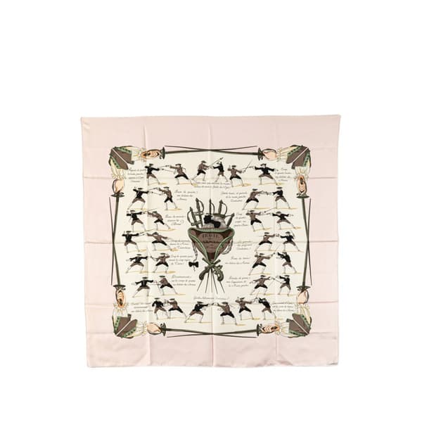Pre-owned Hermès Traite Des Armes Silk Scarf Pink