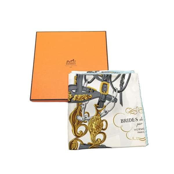 Pre-owned Hermès Brides de Gala Silk Scarf White