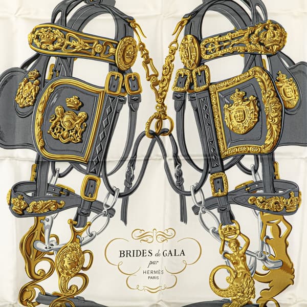 Pre-owned Hermès Brides de Gala Silk Scarf White