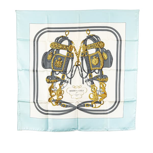 Pre-owned Hermès Brides de Gala Silk Scarf White