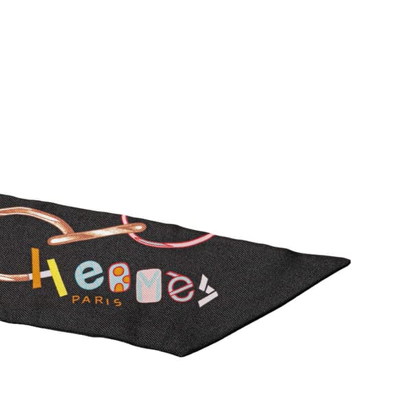 Pre-owned Hermès Do Re Boucles Silk Twilly Scarf Black