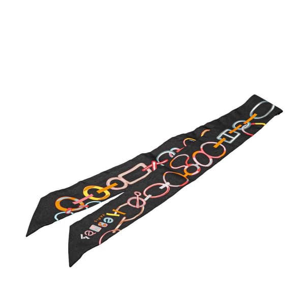 Pre-owned Hermès Do Re Boucles Silk Twilly Scarf Black