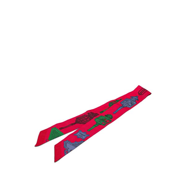 Pre-owned Hermès Merveilleuses Lanternes Twilly Silk Scarf Red