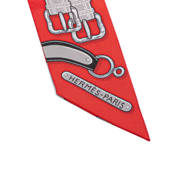 Pre-owned Hermès Harnais Des Presidents Twilly Silk Scarf Red