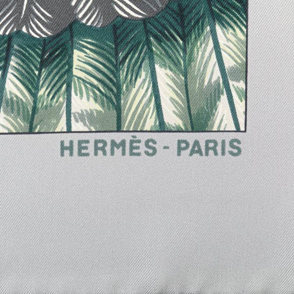 Pre-owned Hermès Brazil Detail Silk Scarf Gray