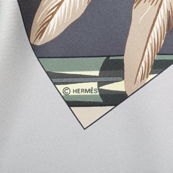 Pre-owned Hermès Brazil Detail Silk Scarf Gray