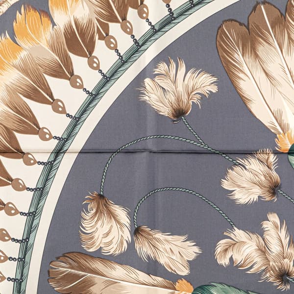 Pre-owned Hermès Brazil Detail Silk Scarf Gray