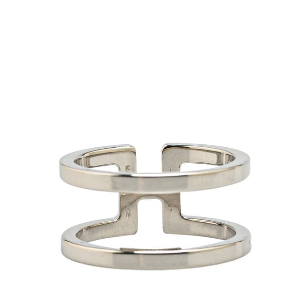 Pre-owned Hermès Palladium Plated H En Rond Scarf Ring Silver