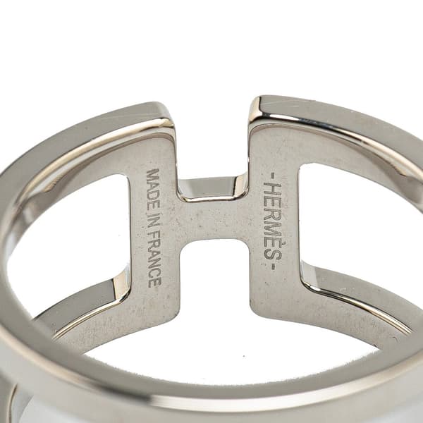 Pre-owned Hermès Palladium Plated H En Rond Scarf Ring Silver