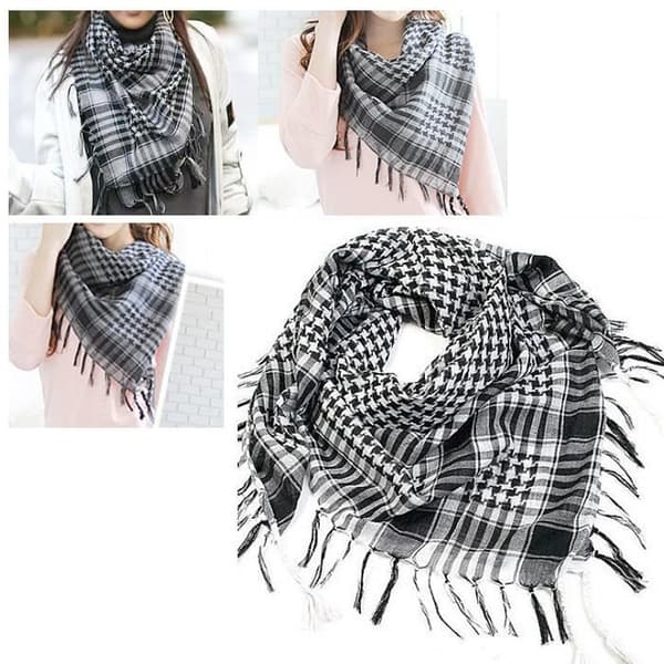 Shemagh-scarf - TRIXES - Svart och Vitt - Lätt Bomull - Militär Stil - 37 x 40 cm