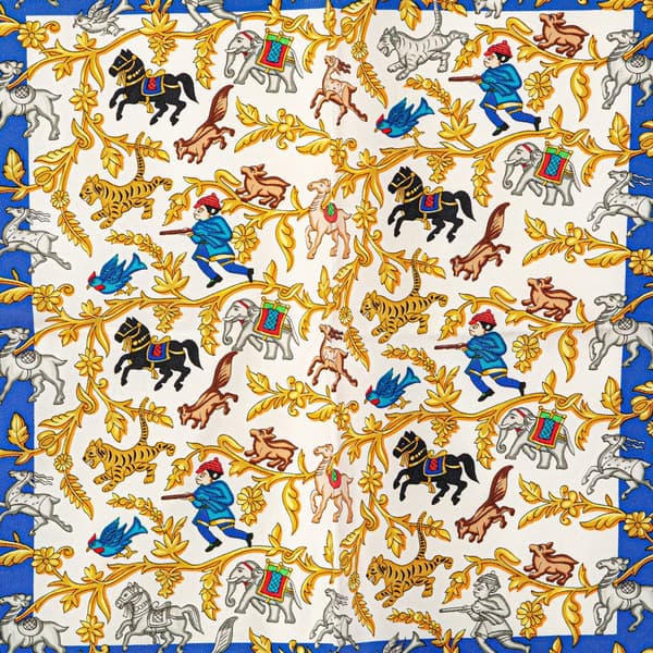 Pre-owned Hermès Chasse en Inde Silk Scarf Blue