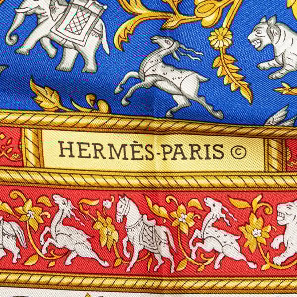Pre-owned Hermès Chasse en Inde Silk Scarf Blue