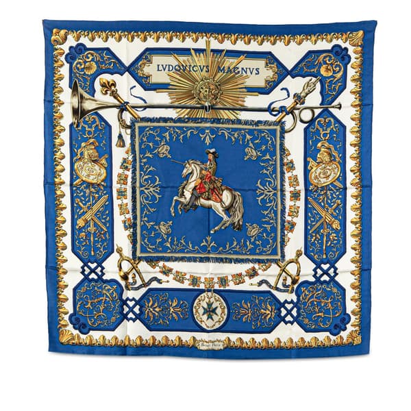 Pre-owned Hermès Lvdovicvs Magnvs Silk Scarf Blue
