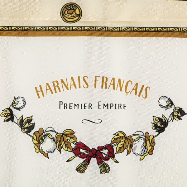 Pre-owned Hermès Harnais Francais Premier Empire Silk Scarf White