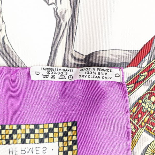 Pre-owned Hermès Harnais Francais Premier Empire Silk Scarf White