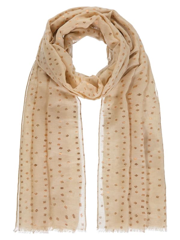 Naisten huivi kultakuvioinen beige Passigatti
