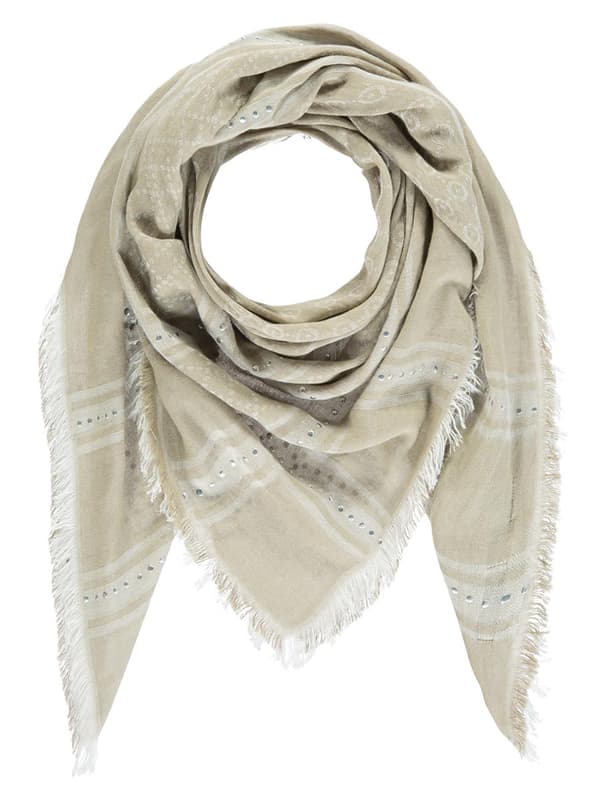 Lätt jacquardhalsduk med nitar i beige Passigatti för kvinnor