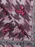 Pikkukuva 3 / 3: Naisten ohut jacquard-huivi, viininpunainen, Passigatti, houndstooth-kuviolla