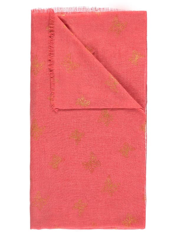 Damlätt halsduk med fjärilar i rosa Passigatti
