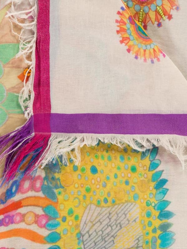 Dame Perlebroderi Sjal Passigatti Beige
