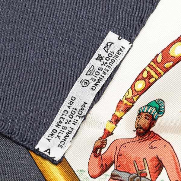 Pre-owned Hermès Les Chevaux des Moghols Silk Scarf Blue