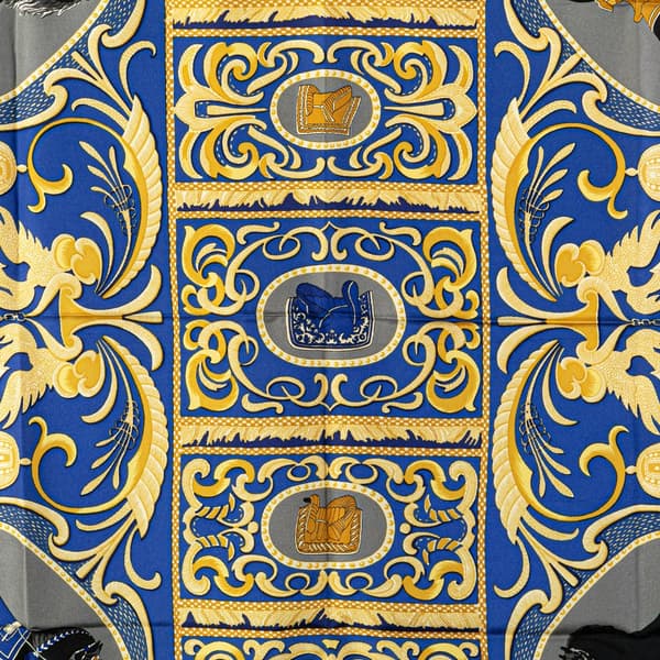Pre-owned Hermès La Presentation Silk Scarf Blue