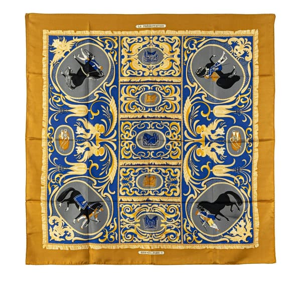 Pre-owned Hermès La Presentation Silk Scarf Blue