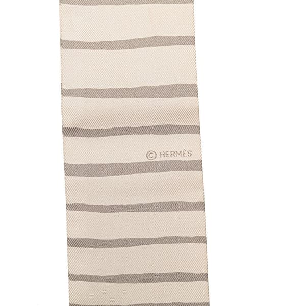 Pre-owned Hermès Mediterranee Silk Twilly Scarf Gray
