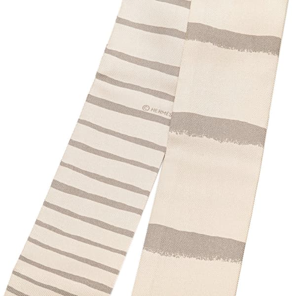 Pre-owned Hermès Mediterranee Silk Twilly Scarf Gray