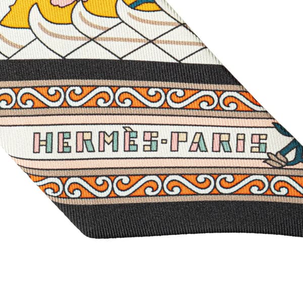 Pre-owned Hermès Tapis Persans Silk Twilly Scarf Yellow