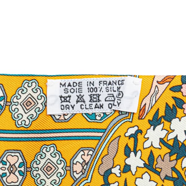 Pre-owned Hermès Tapis Persans Silk Twilly Scarf Yellow