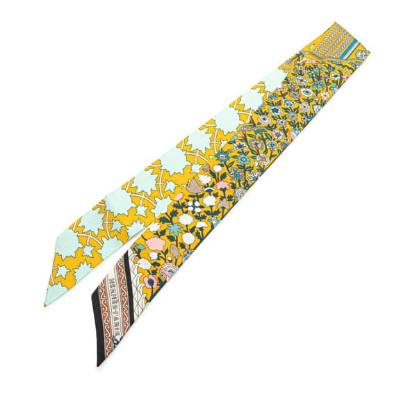 Pre-owned Hermès Tapis Persans Silk Twilly Scarf Yellow